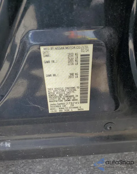 2014 Nissan Altima 2.5 from USA, damaged, VIN 1N4AL3AP0EC279745